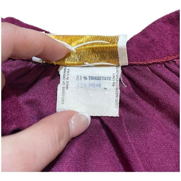 Vintage Loungees Purple Maroon Robe Drawstring Waist & Zipper Small Medium READ - Picture 6 of 10